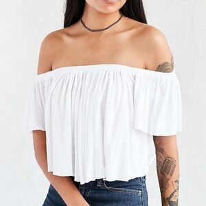 Urban Outfitters White Flowy Off-the-Shoulder Top